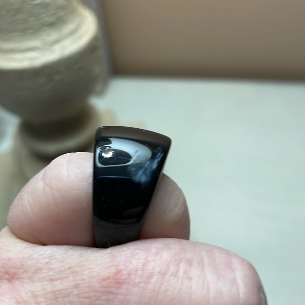 CC stamped Chanel black Resin Ring sz US 7 - Picture 14 of 14